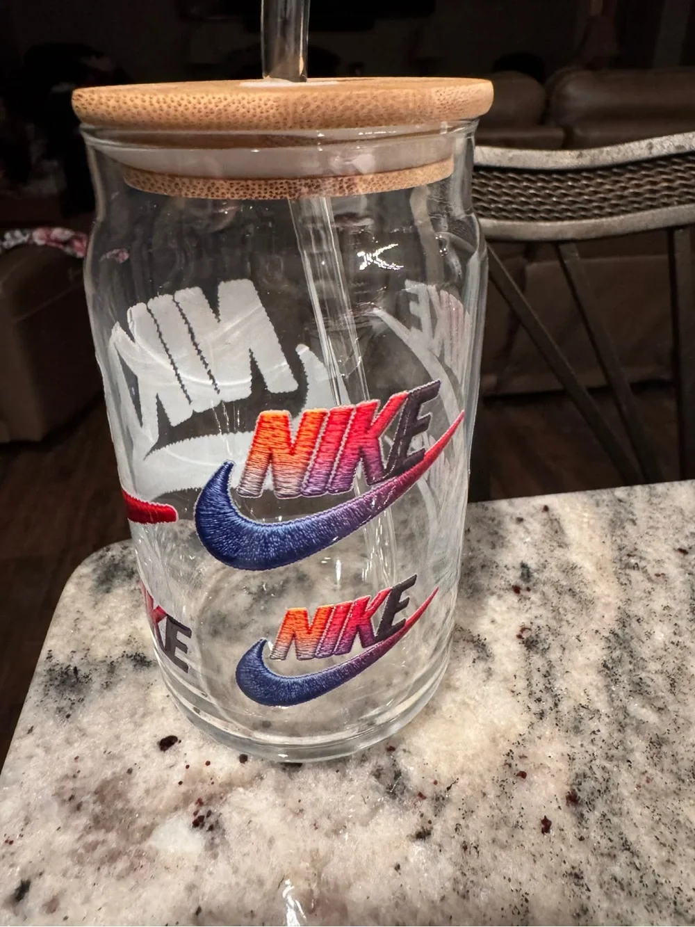 Nike branded glass